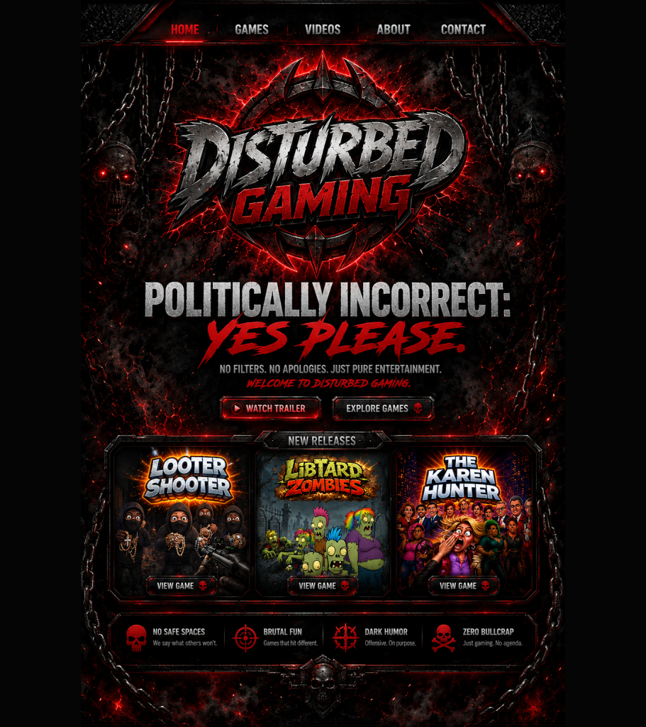 Disturbed Gaming – politically incorrect games: Looter Shooter, Libtard Zombies and The Karen Hunter